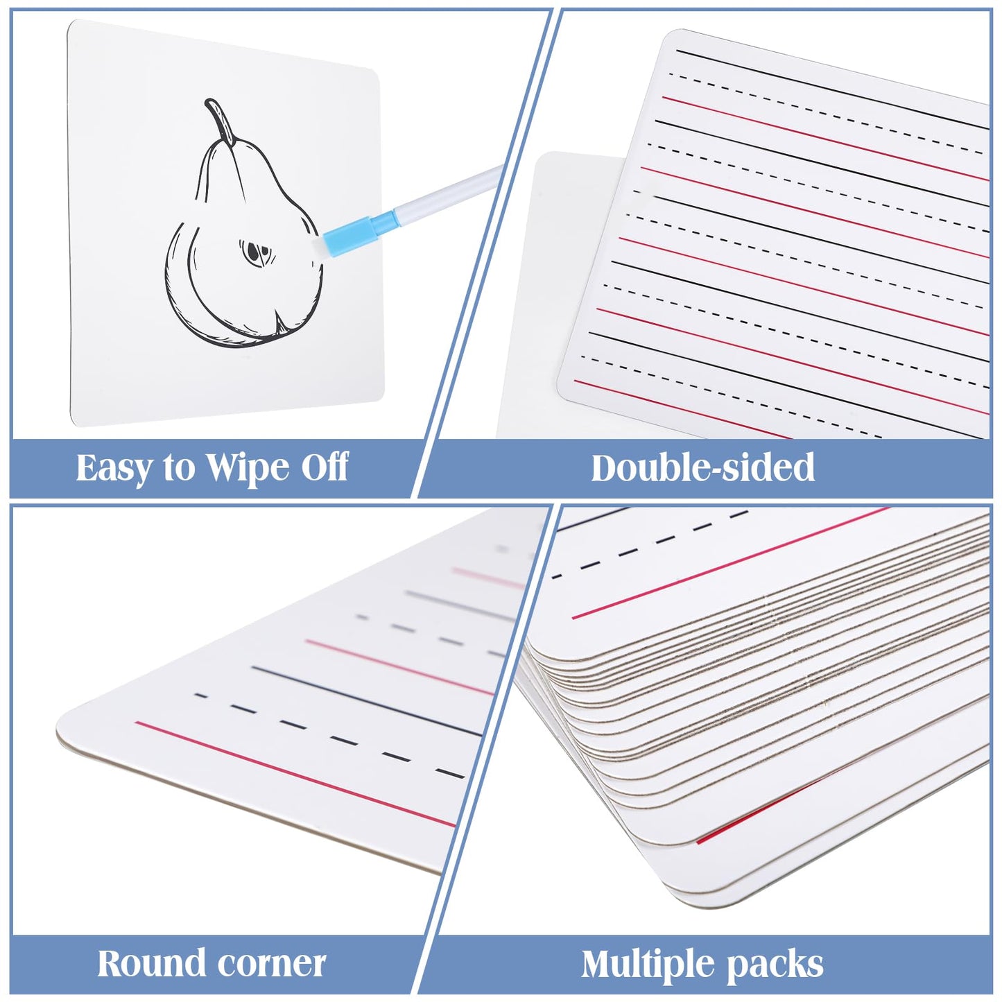 ReliThick 25 Pcs Lined Dry Erase Board with Markers 9 x 12 Double Sided Whiteboards Dry Erase Lapboards with Lines Ruled Writing Board Handwriting Practice