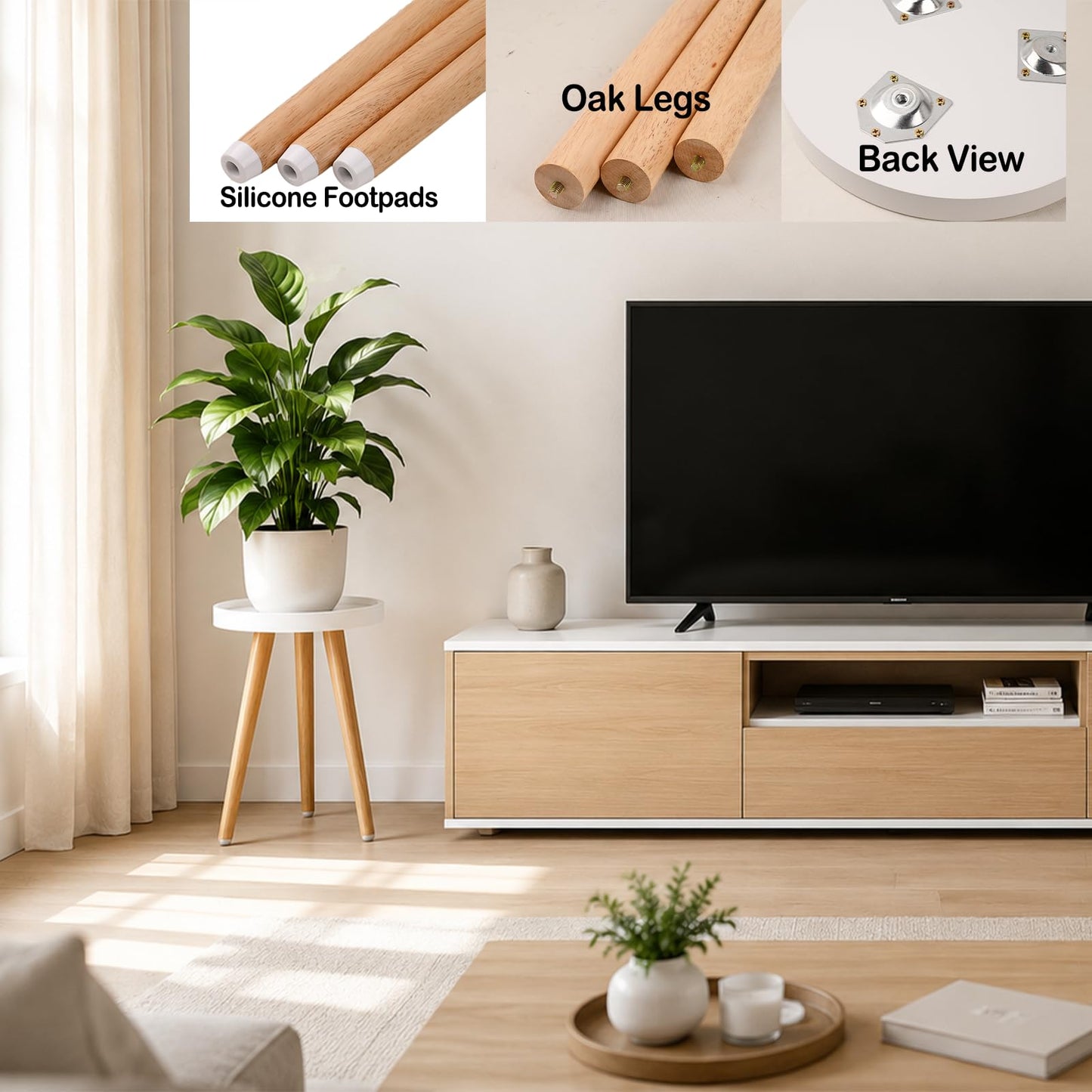KGPLOME White Plant Stands Indoor with Raised Design and Heavy Wood Leg