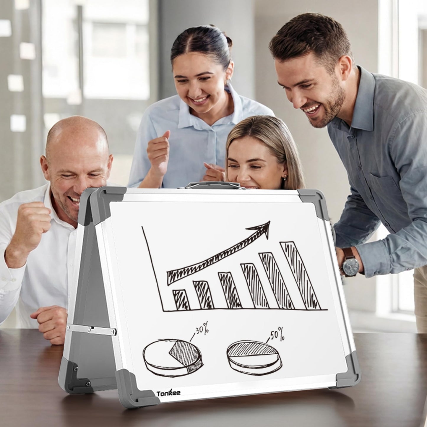 TANKEE Whiteboard 18x24 Inches Double Sided Magnetic Dry Erase Board with Stand, Foldable Desktop Tabletop White Board Easel Portable Whiteboard for Classroom Homeschooling Home Office School Teacher