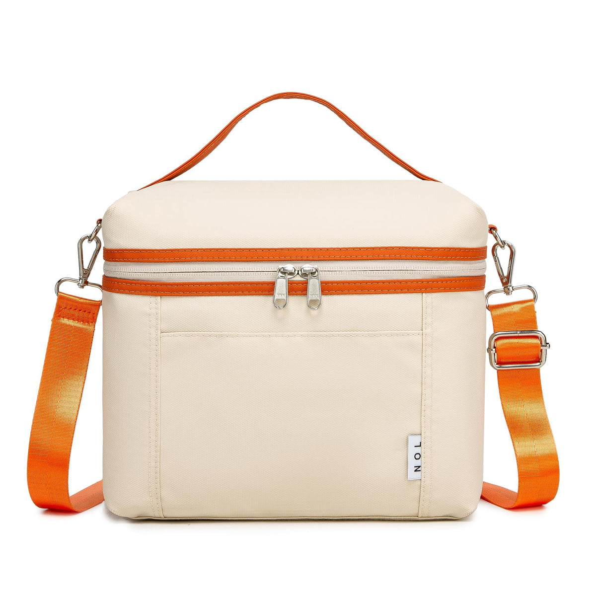 NOL Insulated Lunch Bags for Women Cooler Bag Lightweight Nylon Waterproof Lunch Box For Work (Medium(normal), Cream/orange)