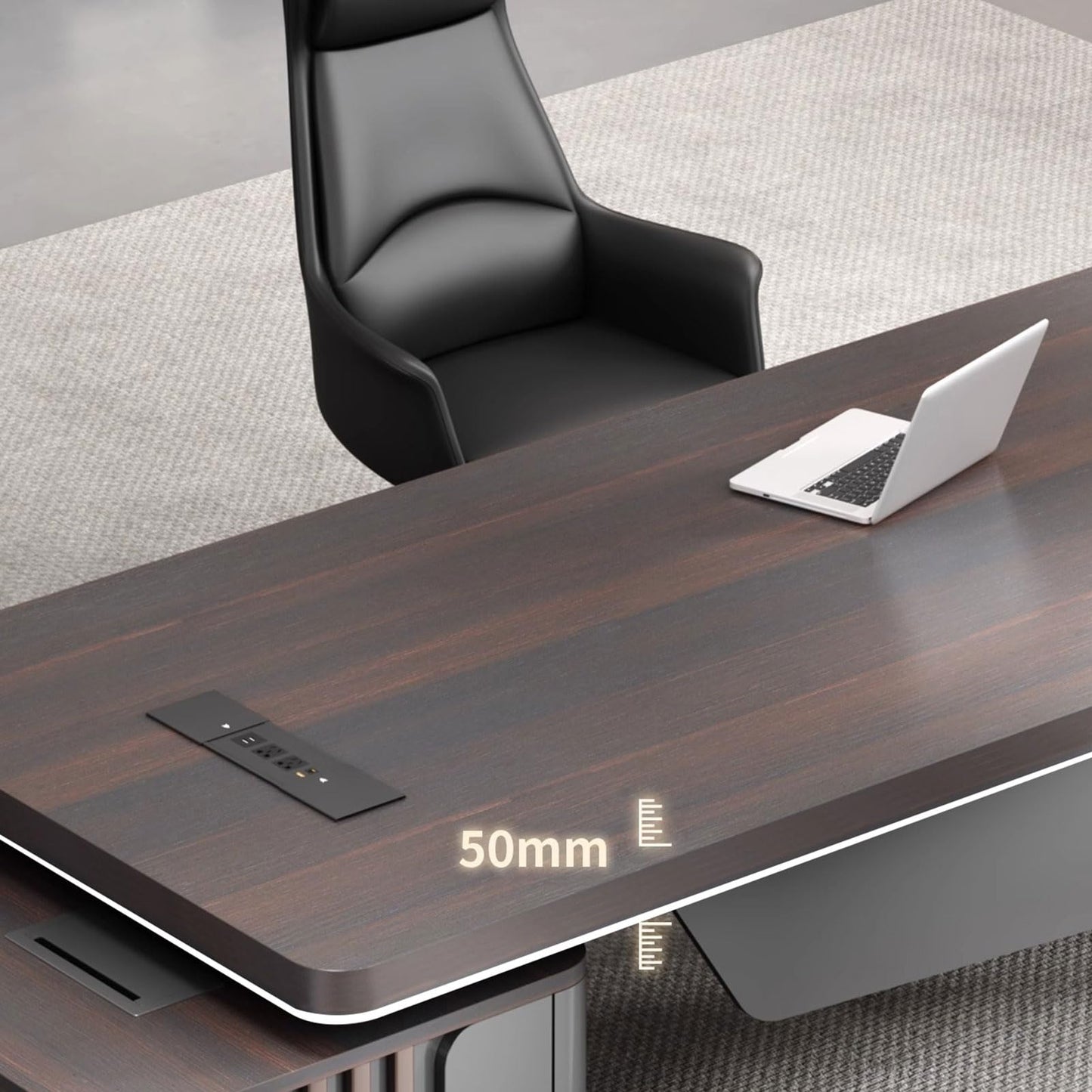LSIGHTUS 102" Minimalist Style Large Modern Executive Office Desk, Wood Computer Desk with File Drawers Writing Study Table Business Furniture Set for CEO Boss, Business