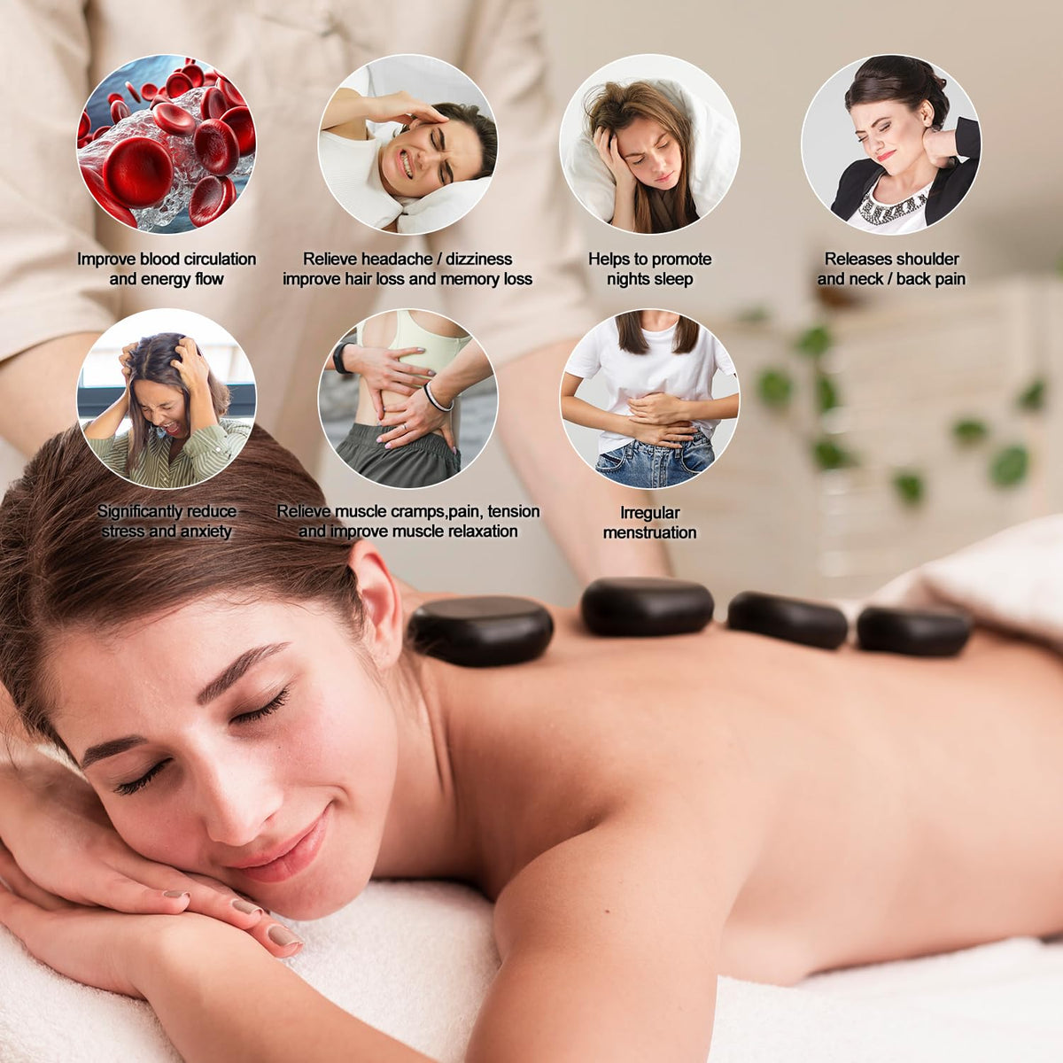 Mezsocly Hot Stones Massage Set, 16PCS Hot Stones Massager with Tray Bamboo Warmer, Temperature Control 86-167°F, Electric Hot Stone Massage Set for Professional or Home Spa, Relaxing, Pain Relief