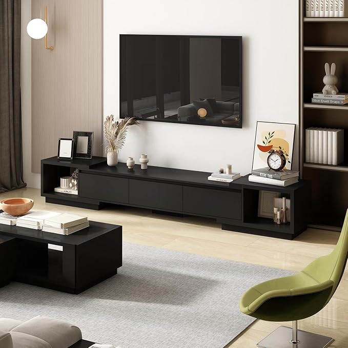 AGOTENI Expandable TV Stand Media Console Table, Modern Entertainment Center