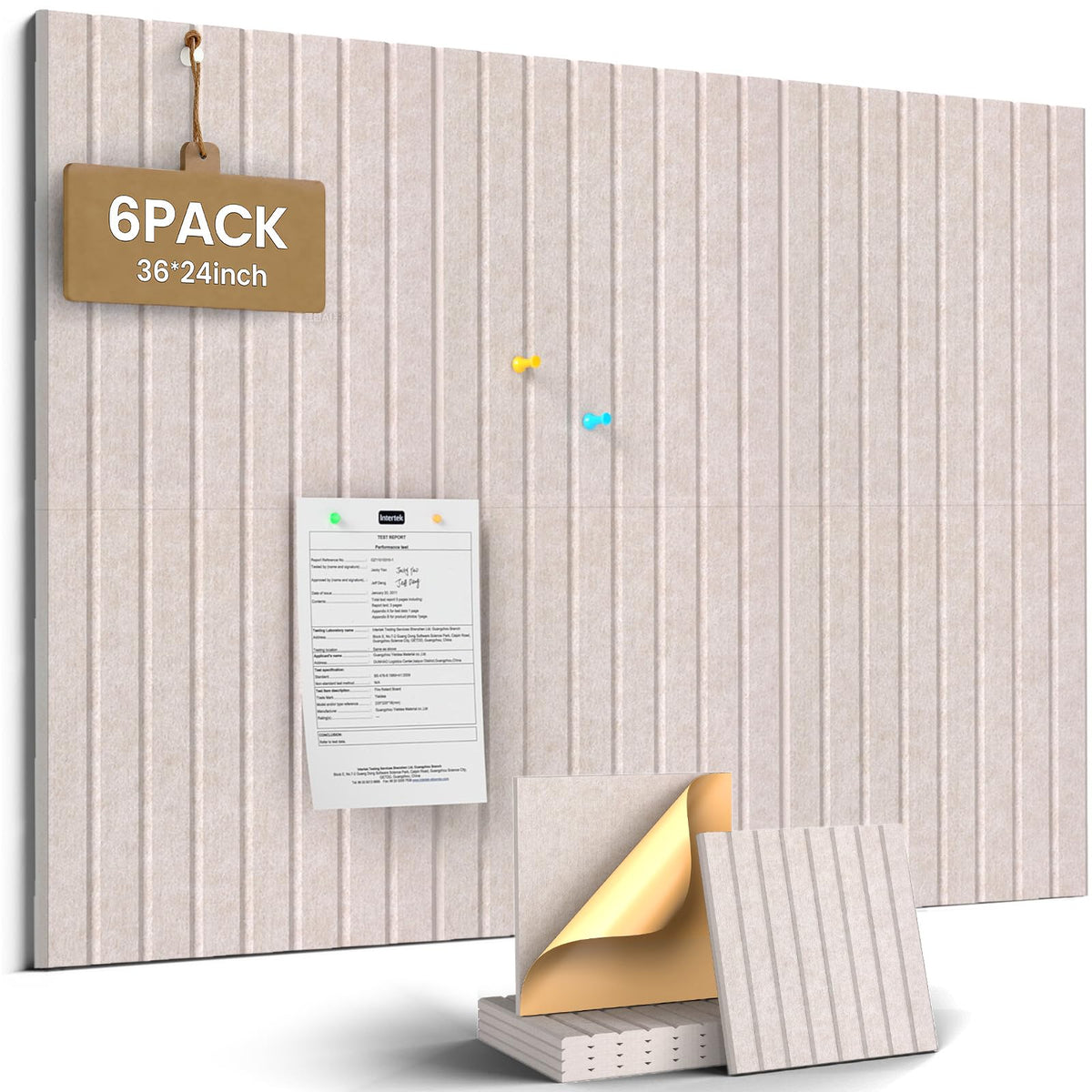 JBER Large Felt Bulletin Board 36" x 24" - 6 Pack Felt Wall Tiles, Cork Board Alternative to Use in Office & Home Decor, Classroom Decor, Vision Board to Display Your Photos(Light Camel)