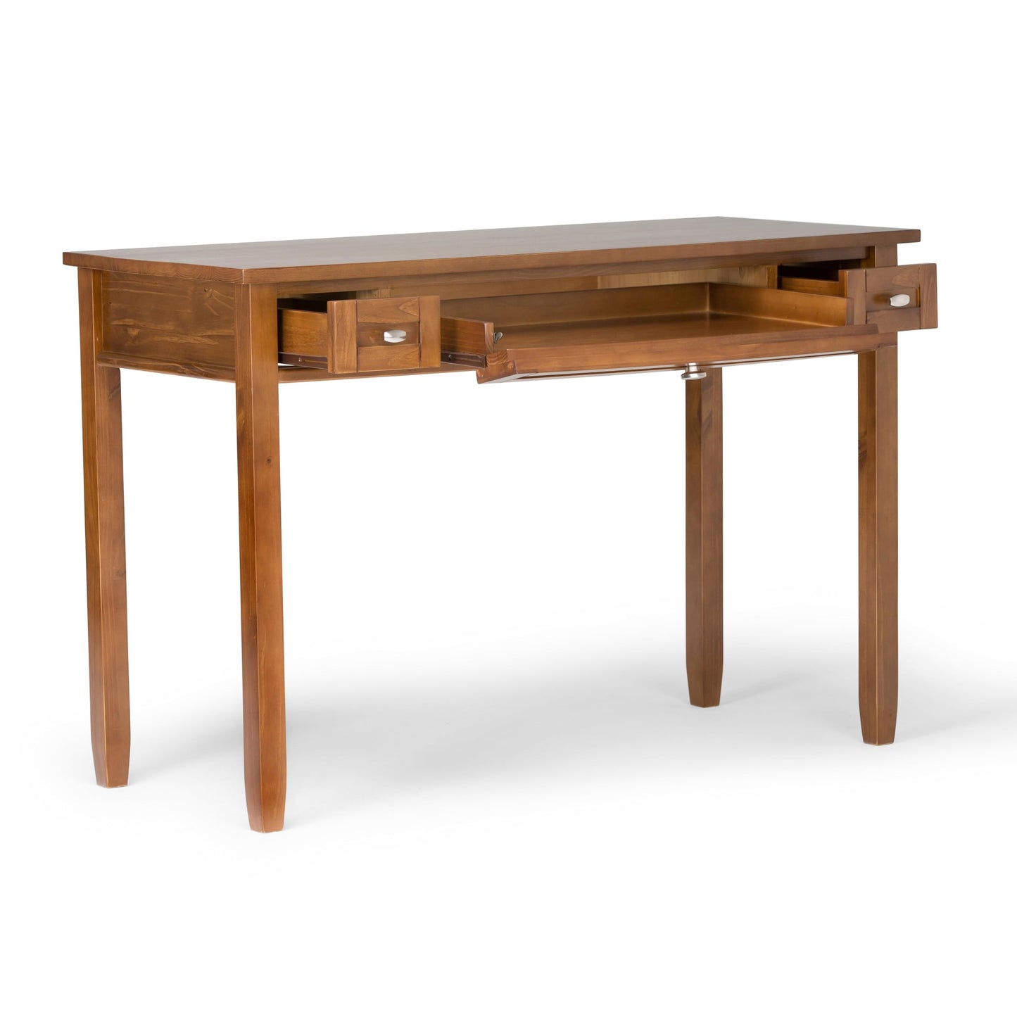 SIMPLIHOME Warm Shaker Solid Wood 48 inch Home Office Desk and 20 inch Rectangle End Side Table in Light Golden Brown