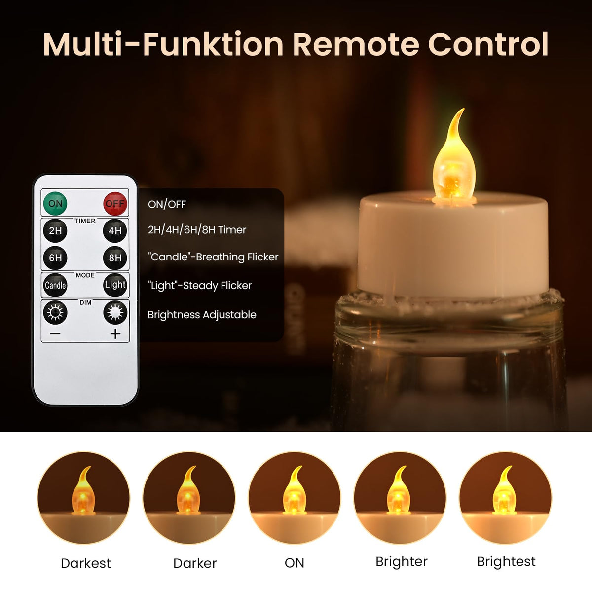 JOSU 24PCS Flameless Tea Lights Candles with Remote Timer, Led Battery Operated Electric Votive Candle for Wedding Centerpiece Table Decorations, Flickering Tealight Candles for Home Party Decor