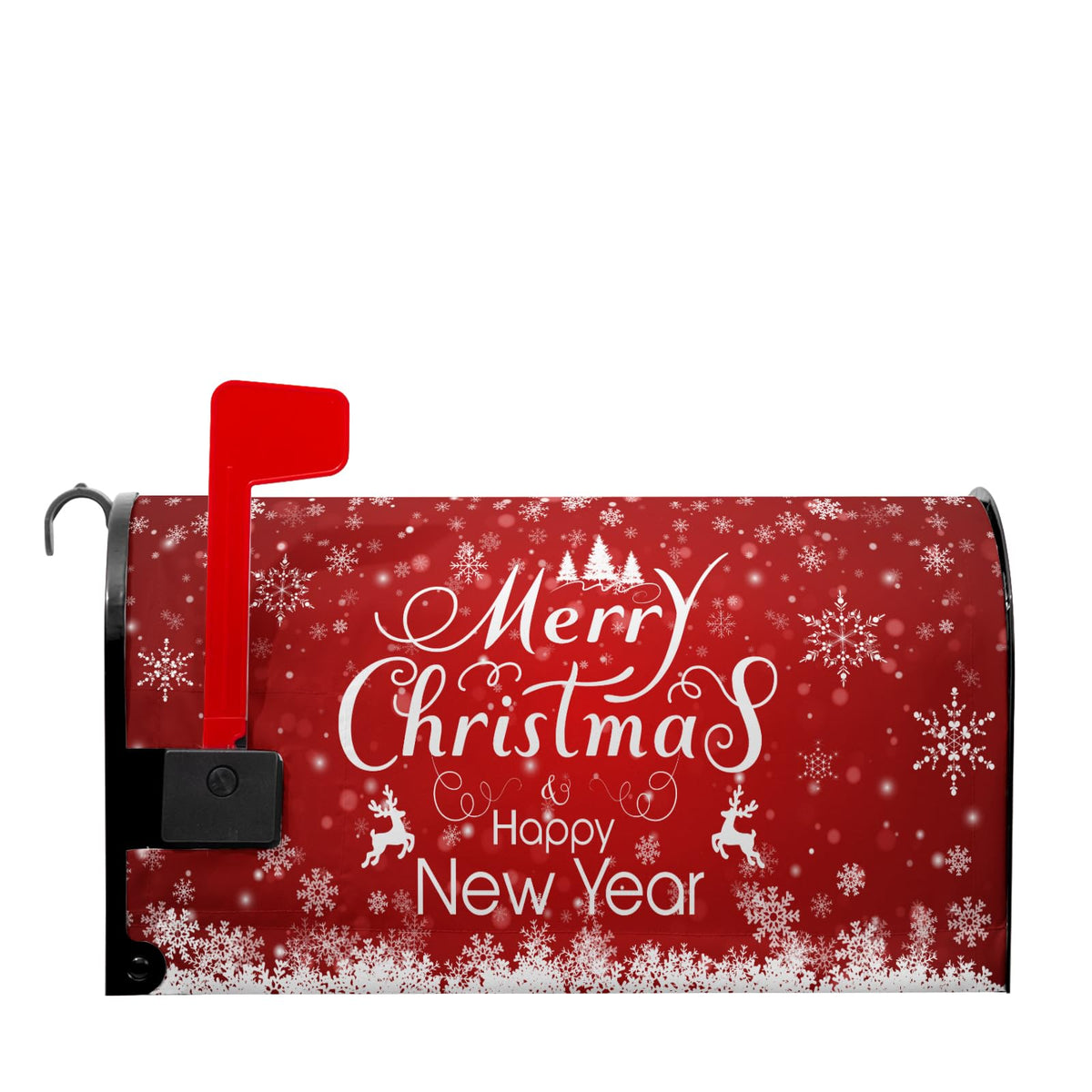 Anyako Merry Christmas Mailbox Cover Snowflake Welcome Red Mailbox Covers Magnetic Standard Size 21" X 18" Winter Xmas Holiday Mailbox Wrap Post Letter Box Cover Decor for Home Outdoor Yard Garden