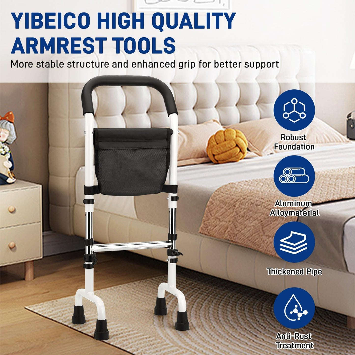YIBEICO Upgraded Mobility Stand Assist Aid for Elderly, Adjustable Walking Cane for Seniors and People with Limited Mobility