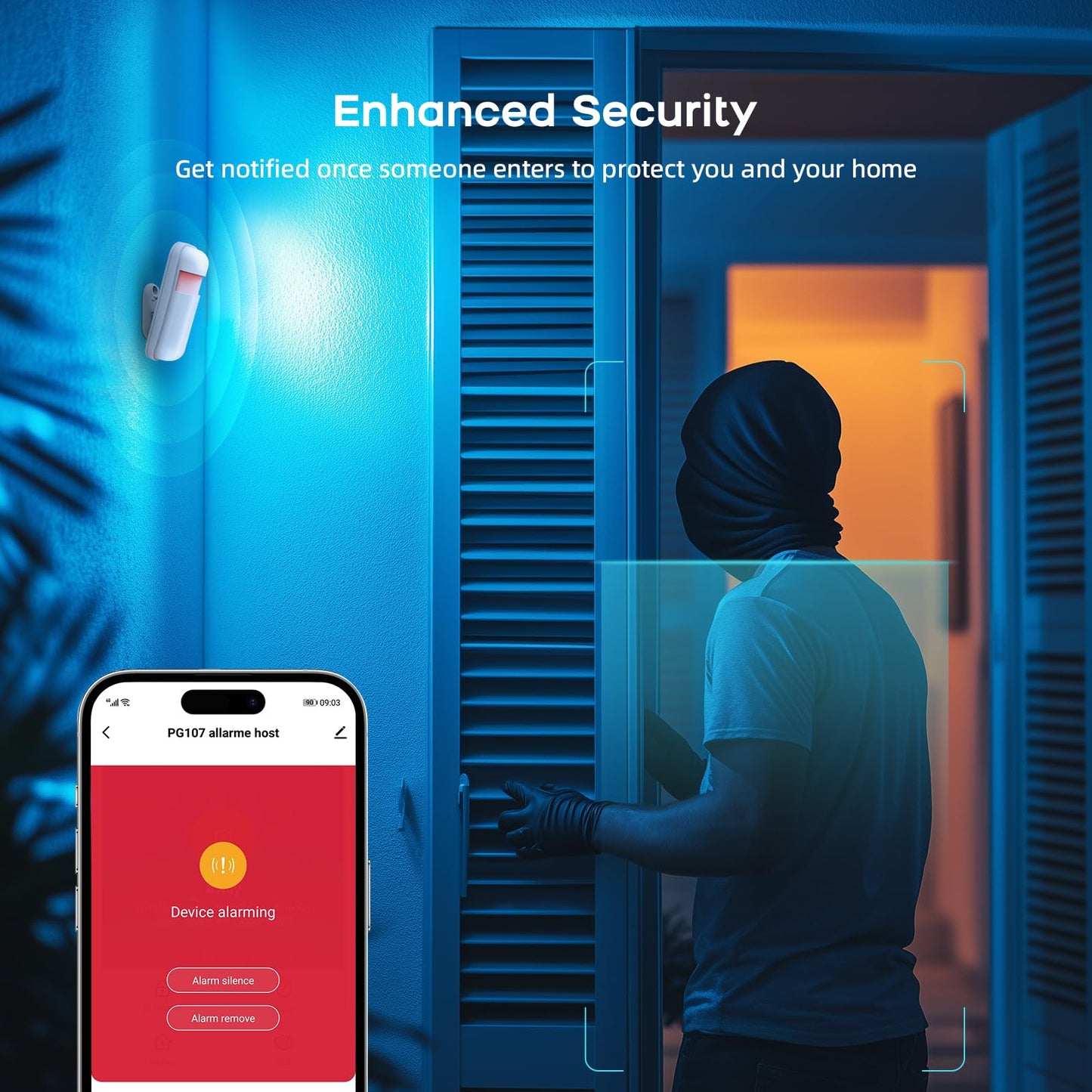 Alarm System for Home Security with Camera, Wireless Security System with 4.3’ Wireless fulltouch Screen Compatible with Alexa and Google for Home, Flat