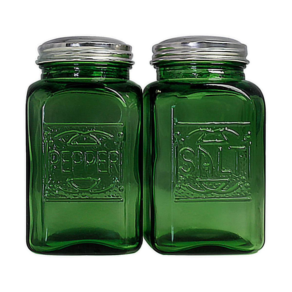 Ritadeshop Depression Style Glass Salt and Pepper Shakers (Green)