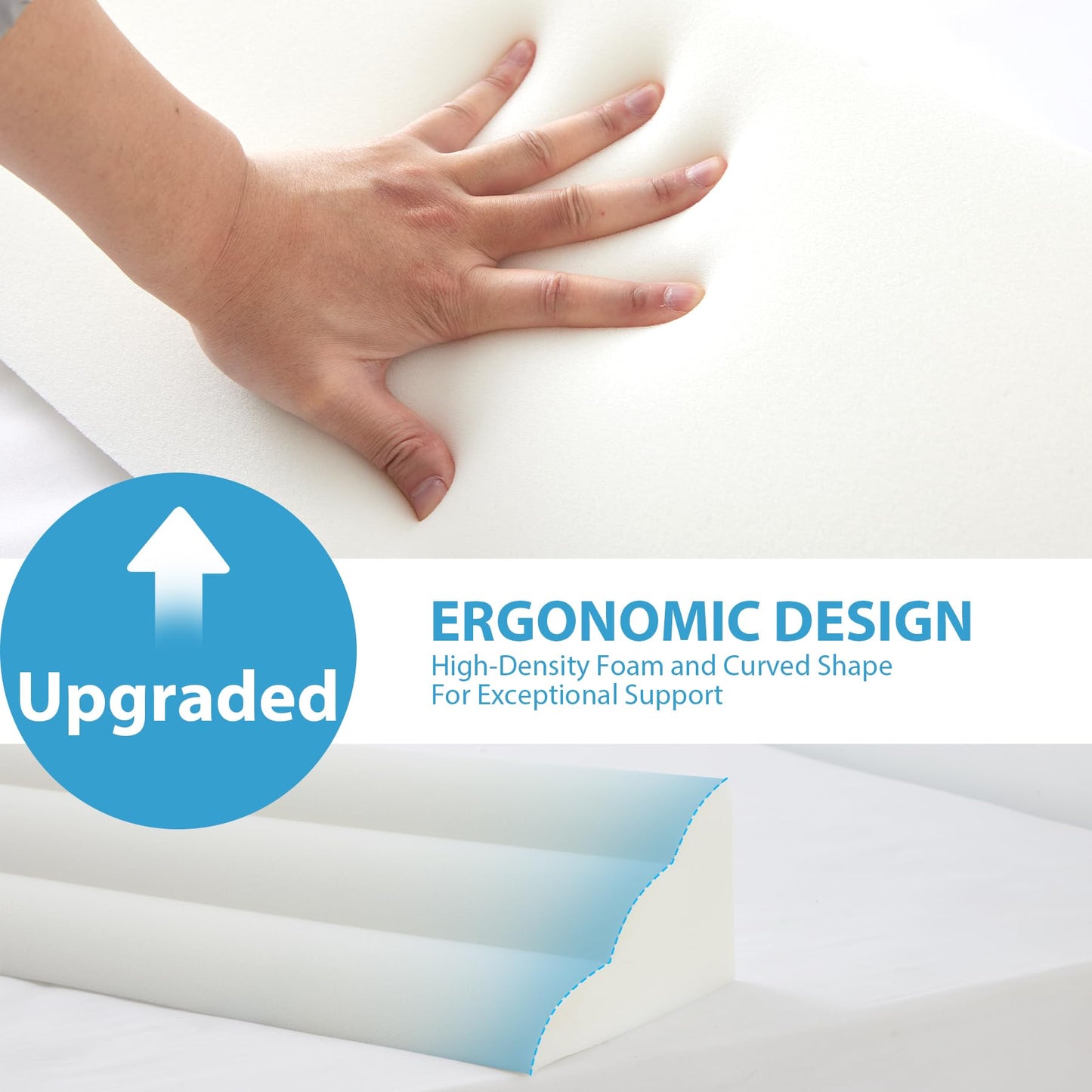 MEGCXIT King Bed Wedge Pillow for Headboard, 76"x10"x6", Bed Gap Filler, Headboard Pillow, Anti-Slip Gap Pillow with Side Pockets, Removable Cover, Grey