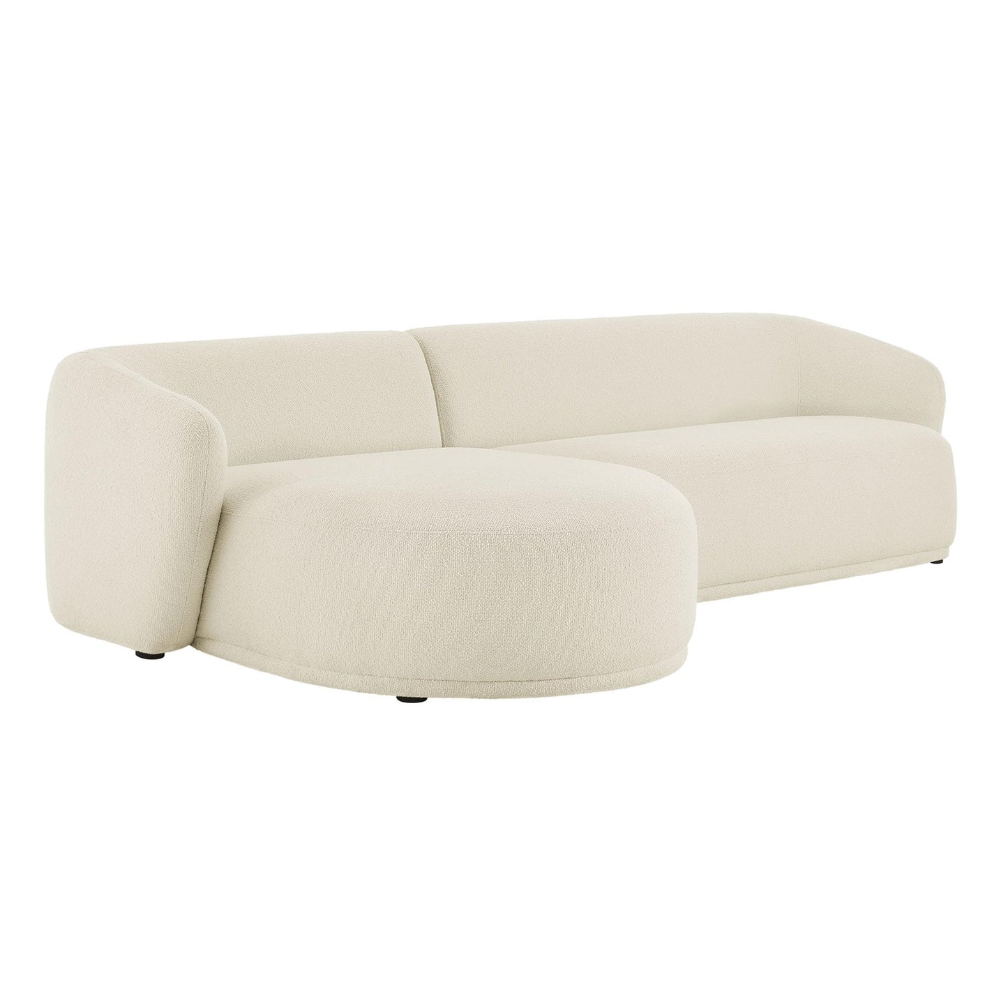 Modway Monica Left Facing Sectional with Chaise in Cream – Comfortable Low Profile 2-Piece Boucle Fabric Modular Sofa for Living Room, Bedroom, Or Apartment