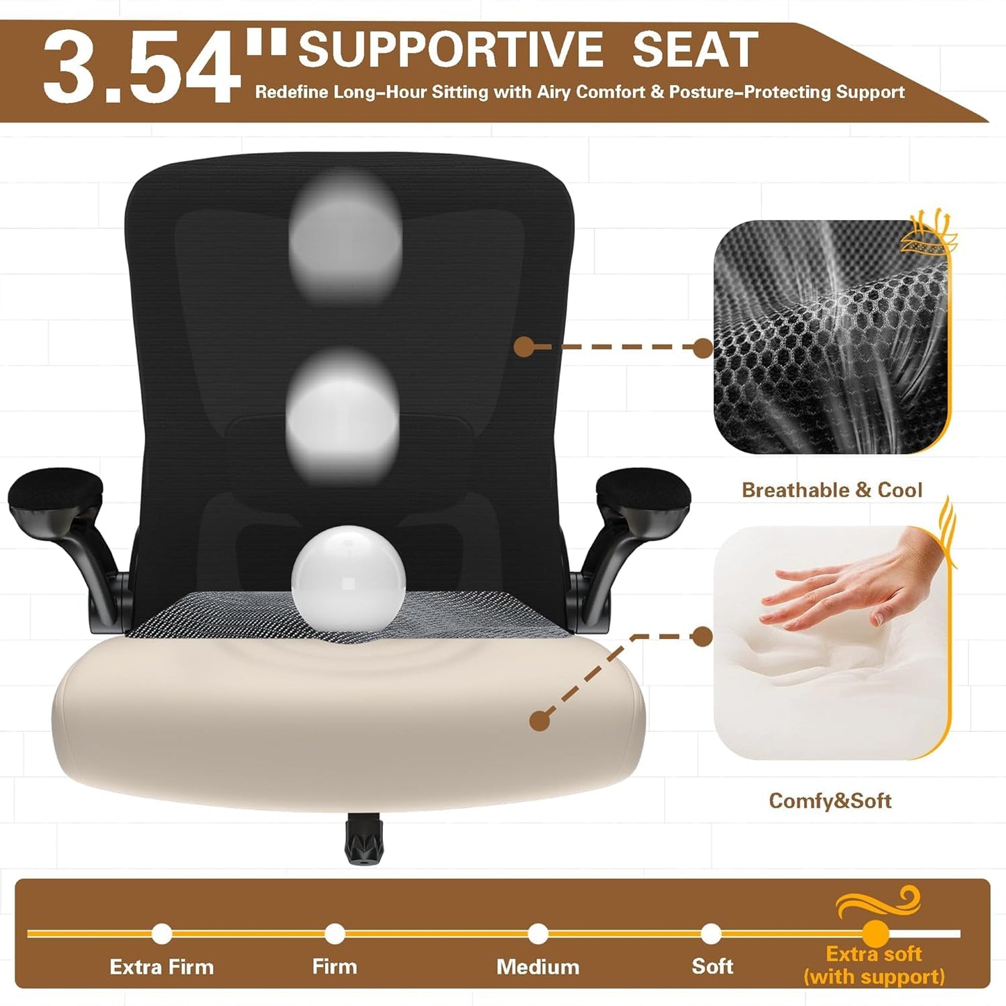 Zeonsit Ergonomic Office Chair - High Back Desk Chair with Adjustable Lumbar Support, Breathable Mesh Back, 330LBS Capacity, Easy Assembly, for Home Office Executive Computer Task