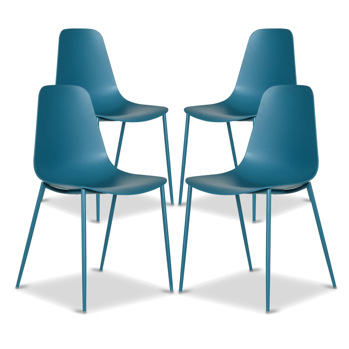 Poly & BARK Isla Modern Kitchen Chairs Set of 4 - Plastic Dining Chair with Metal Legs - Quick Assembly Simple Cafe Chairs Plastic for Indoor or Outdoor - Ocean Teal