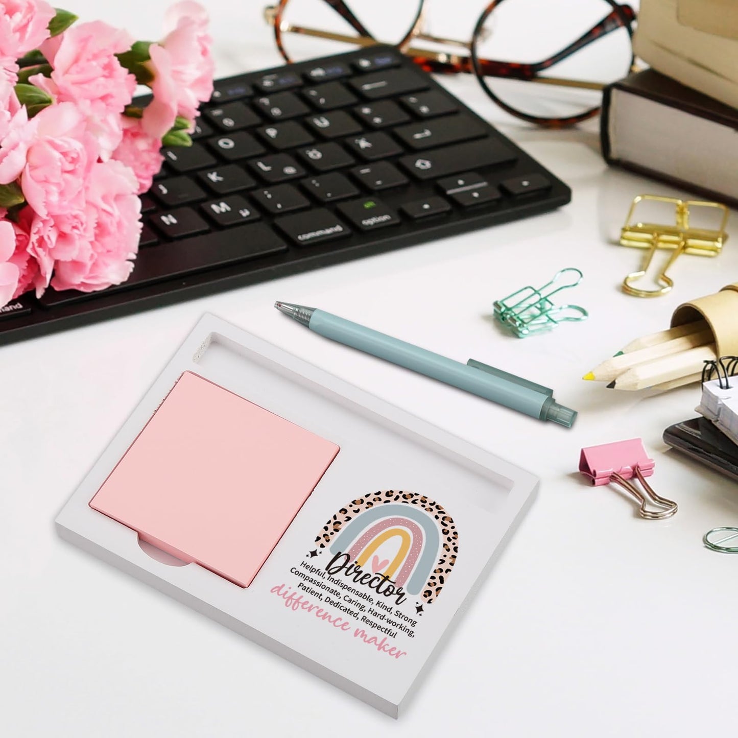 Director Sticky Note Holder for Desk, Appreciation Thank You Gift from Team Coworker Employee, Rainbow Desktop Decor for Office Manager, End of Year Gift for Women Men TZP157