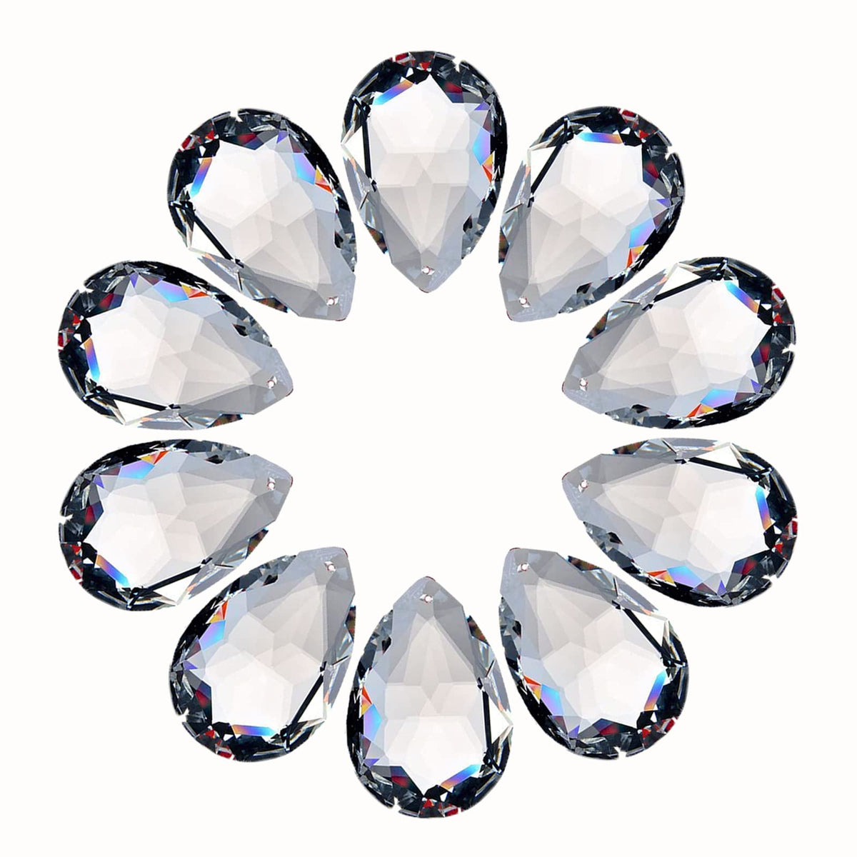 LoveUnited 10pcs Crystal Pendants 1.5"/38mm Crystal Suncatcher - Hanging Crystals Prisms for Windows, FengShui, Hanging Ornament for Decoration, Chandelier Crystals Replacement (Teardrop)
