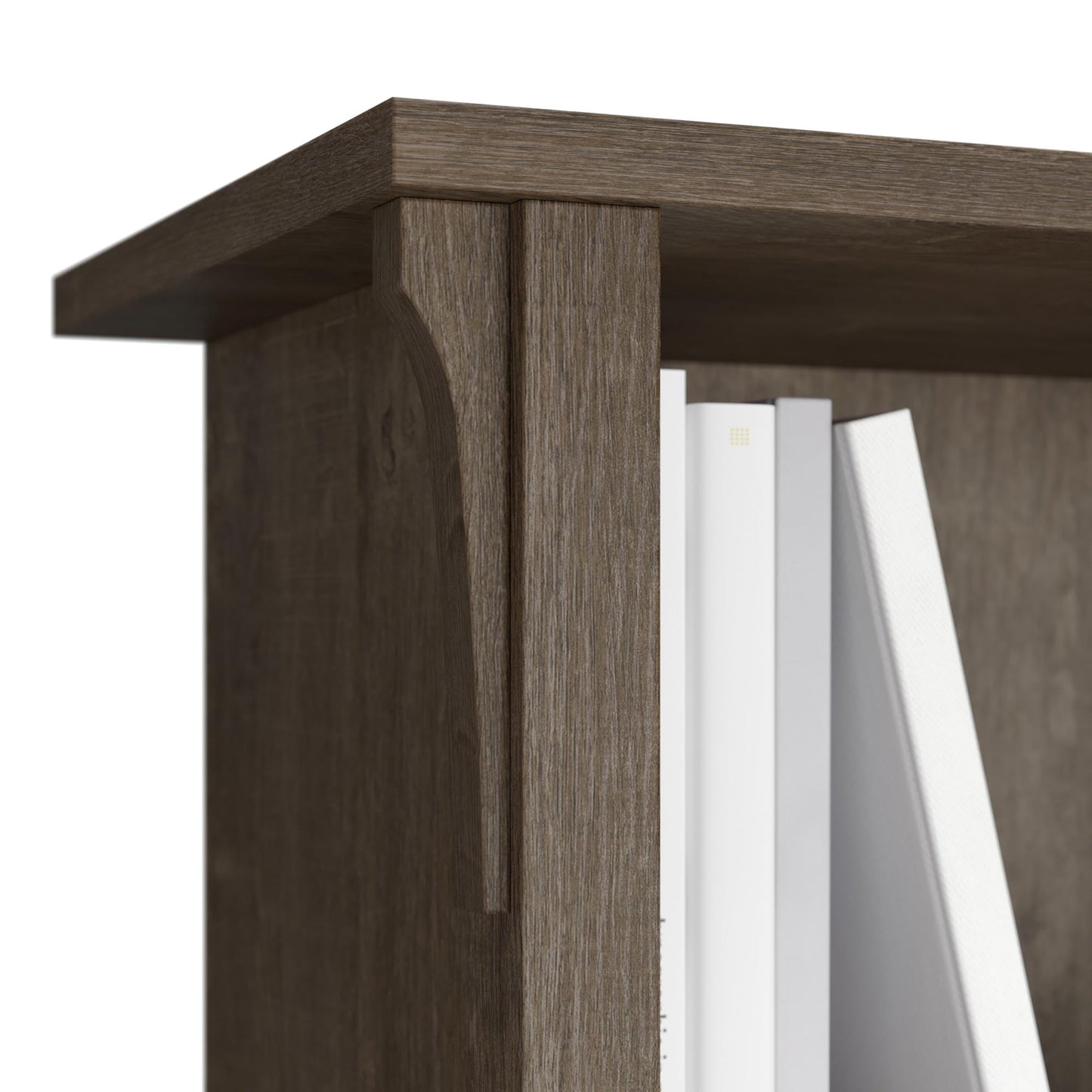 Bush Furniture Salinas L Shaped Desk with Hutch in Ash Brown, Corner Table with Drawers and Storage for Home Office