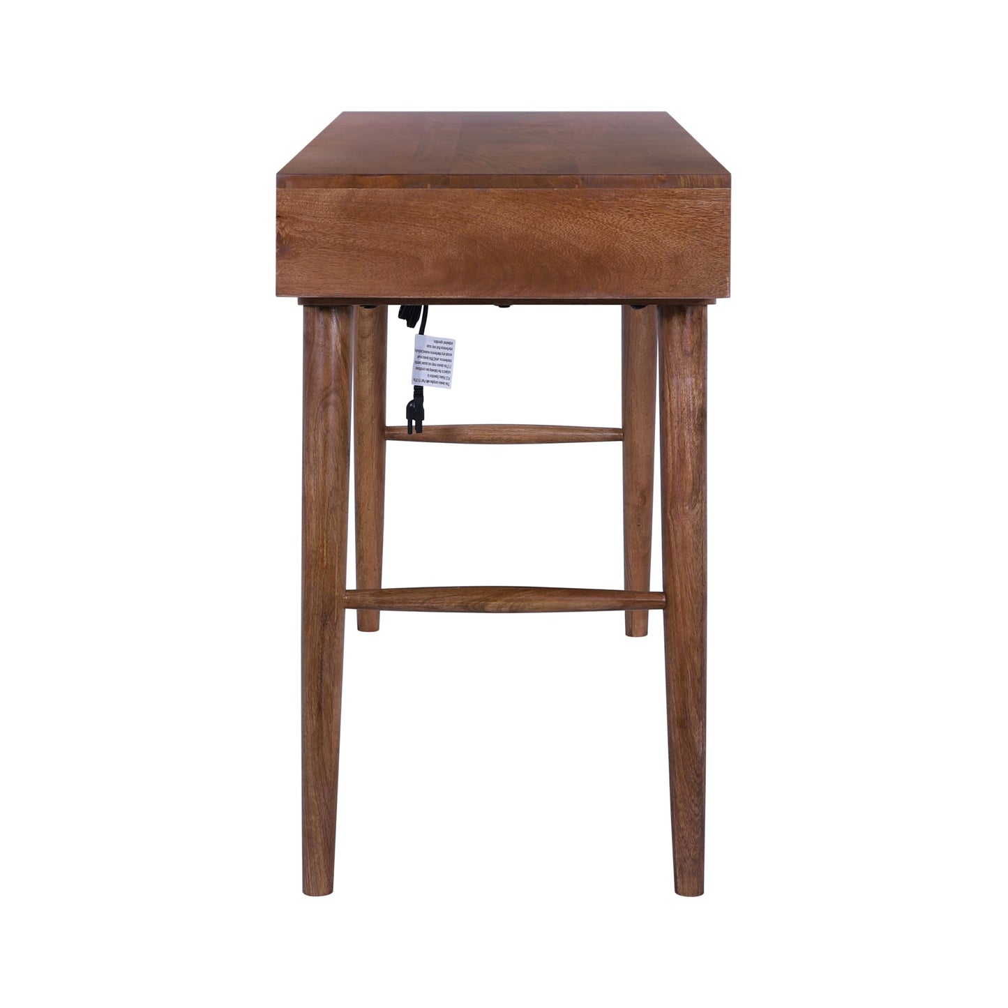 Casartis Living Ella Cane Solid Wood Desk w/Built-in-Outlet (Walnut)