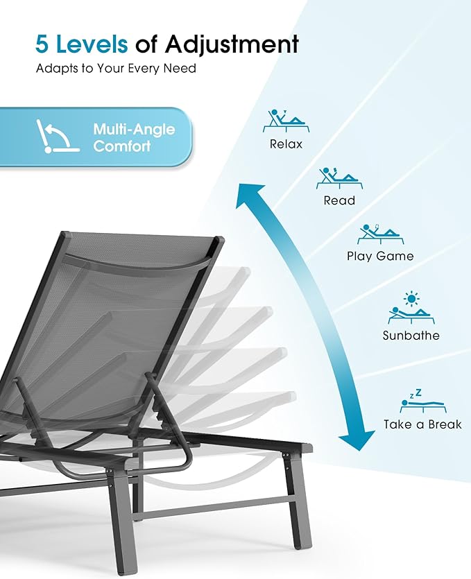 Ciokea Foldable Outdoor Lounge Chair Set of 4