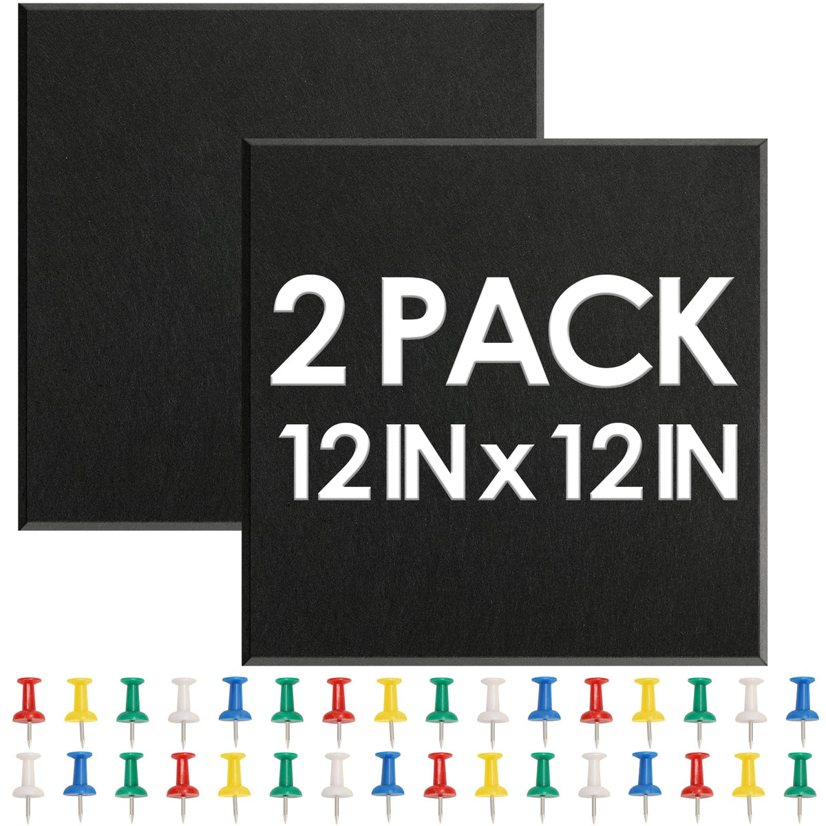 MAPVOLUT 2 Pcs Felt Boards - 24"x12" Reusable Cork Board Alternative for Wall with 30 Pins, 10 No-Trace Adhesive & Guide - Perfect for Office, Classroom, Home Decor, Bulletin Board, and Dartboard