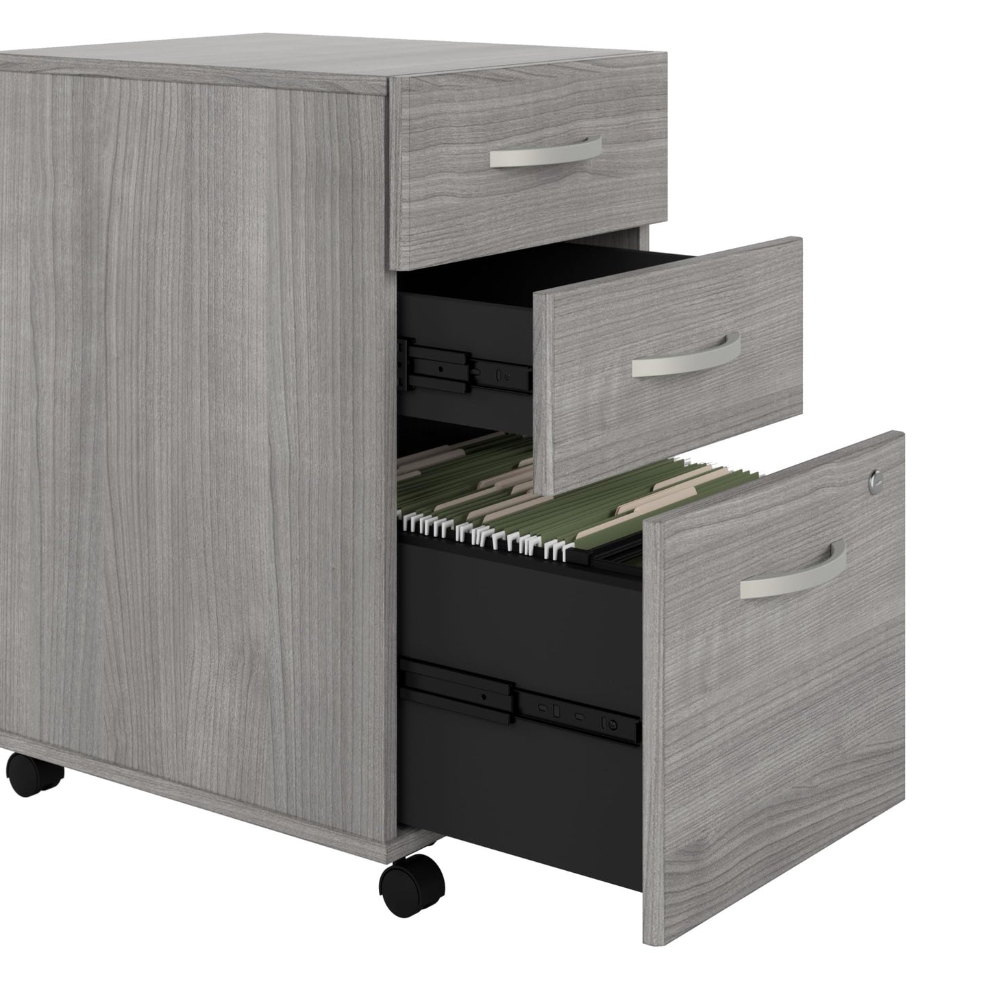Bush Business Furniture Studio C 3 Drawer Mobile File Cabinet in Platinum Gray | Assembled Office Storage Unit for Home or Commercial Spaces