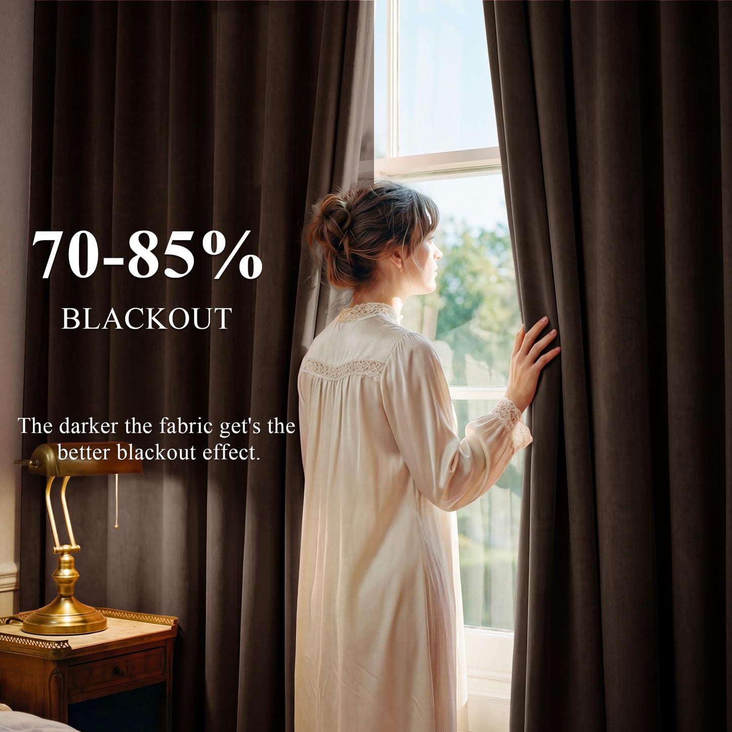 StangH Brown Velvet Curtains Room Darkening 84 inches Long for Bedroom, Soft Thermal Insulated Window Drapes Sound Dampening with Grommet for Living Room/Office, W42 x L84, 2 Panels