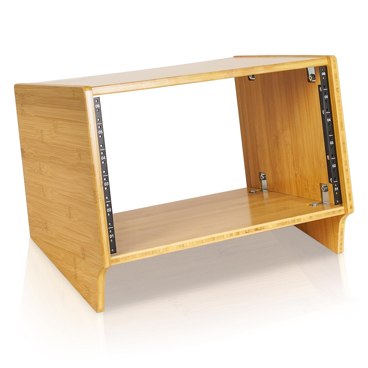 Sound Town DIY 6U Angled Desktop Turret Studio Rack, Solid Carbonized Bamboo, Assembly Required (STBR-6SL)