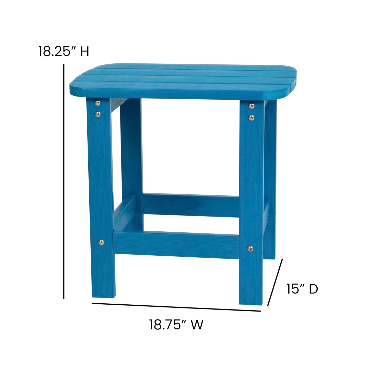 Flash Furniture Charlestown Tiered Commercial Poly Resin Adirondack Side Table - Blue - All-Weather - Indoor/Outdoor