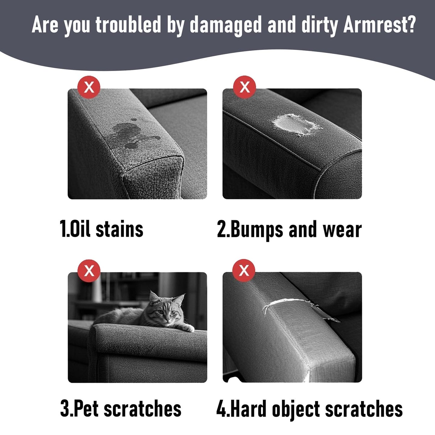 Yoovat Couch Arm Covers Sofa Arm Cover armrest Covers for Sofa Couch Armrest Cover Chair Arm Cover Set of 2 (Texture-Brown, Medium (Set of 2))