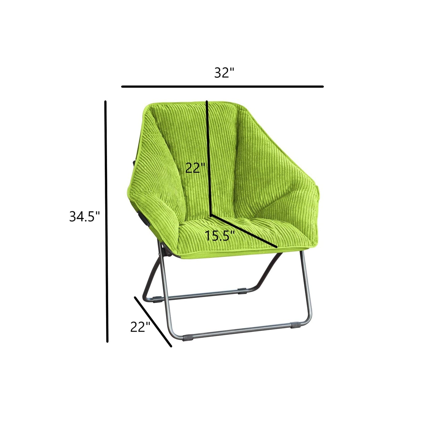 Zenithen Limited Portable Hexagon Folding Metal Framed Dish Chair, Perfect for Dorm Rooms, Reading, Studying, Bedrooms, Gaming, and Living Rooms (Pack of 1, Light Green)
