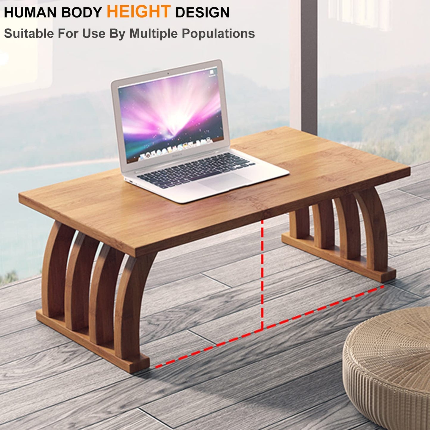 GLDGJMZ Japanese Style Low Coffee Table for Living Room Zen Decor Window Table with Floating Design Cocktail Table for Relaxing (Brown 100x37x31cm)