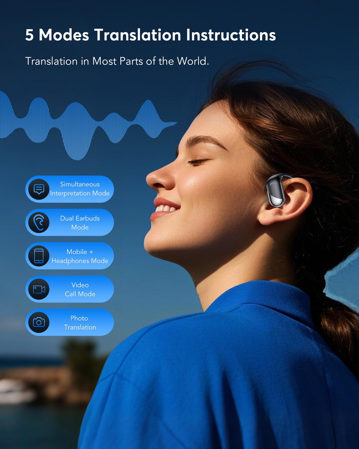 Paekole AI Translation Earbuds, Real-Time 2-Way Language Translator Device (198+ Languages), 3-in-1 Bluetooth Translating Headphones for Travel/Music/Calls, Audifonos Traductores Inglés Español