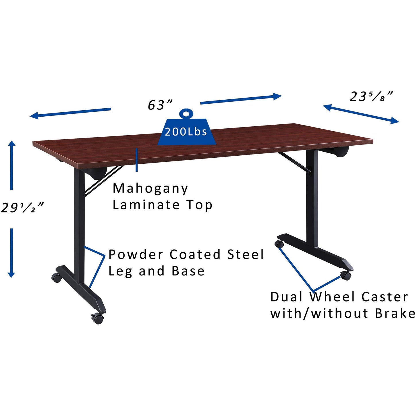 Lorell, LLR60735, Mobile Folding Training Table, 1 Each