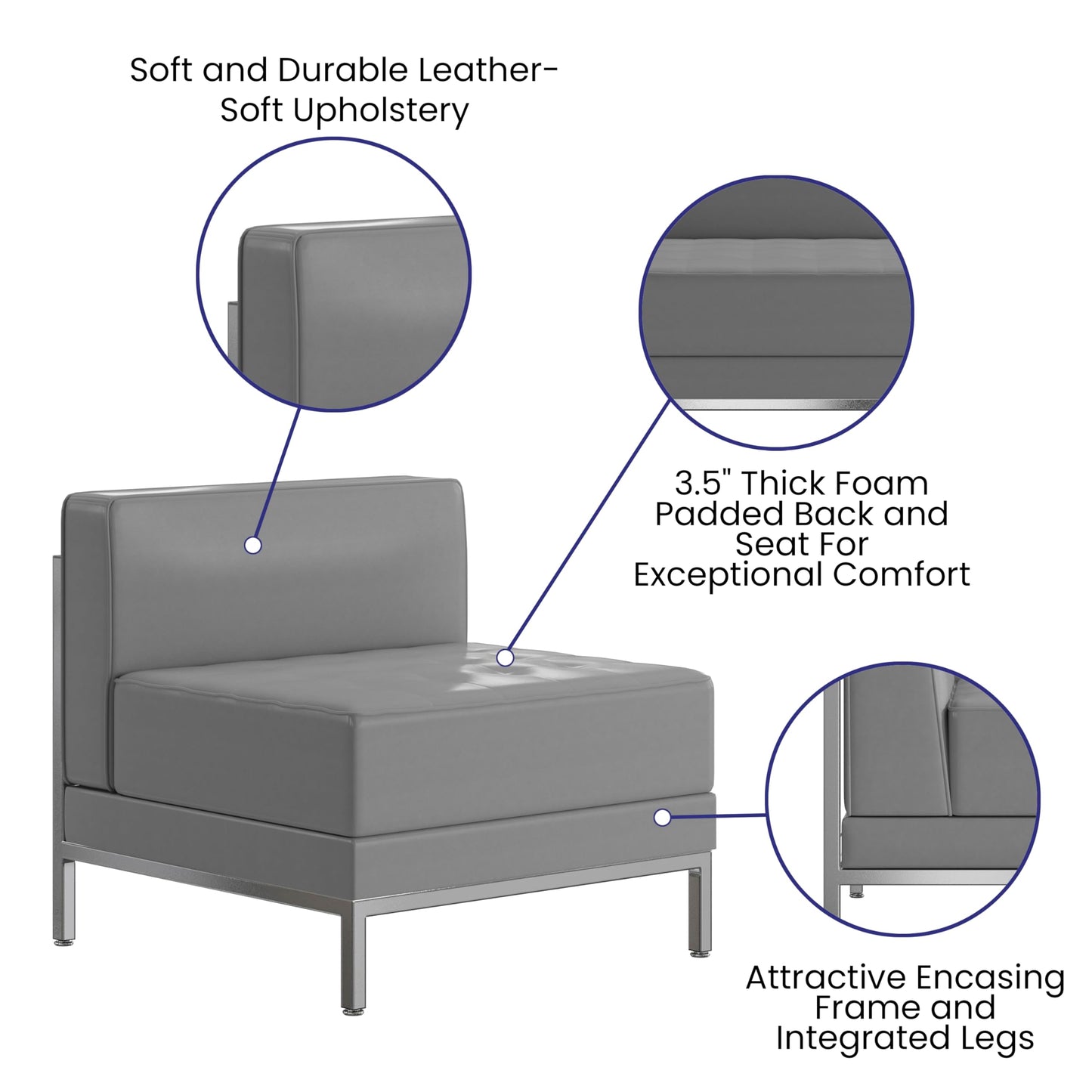 Flash Furniture Hercules Imagination Series Contemporary Gray Leathersoft Middle Chair