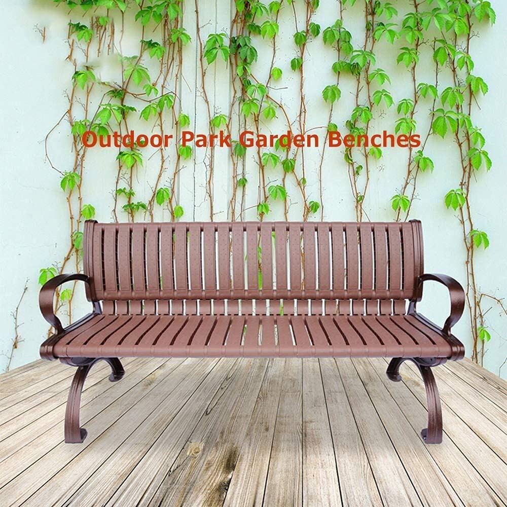 Park Garden Terrace Bench Outdoor Bench, Weatherproof Patio Bench with Cast Iron Frame and PVC Plastic, Porch Lawn Decor (Size : 120CM) ()