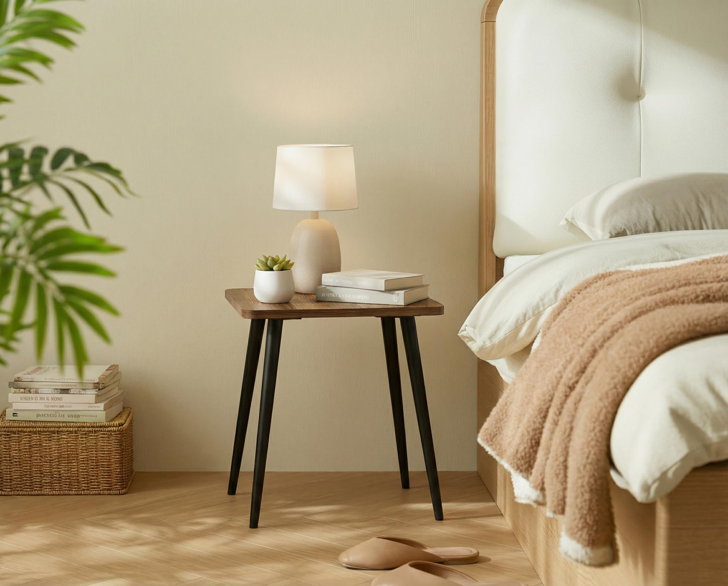 FORAOFUR Side Table, Rectangular Wooden Small End Table, Small Accent Table for Living Room, Bedroom and Balcony, Modern Side Tables for Spaces Home Decor, Easy Assembly