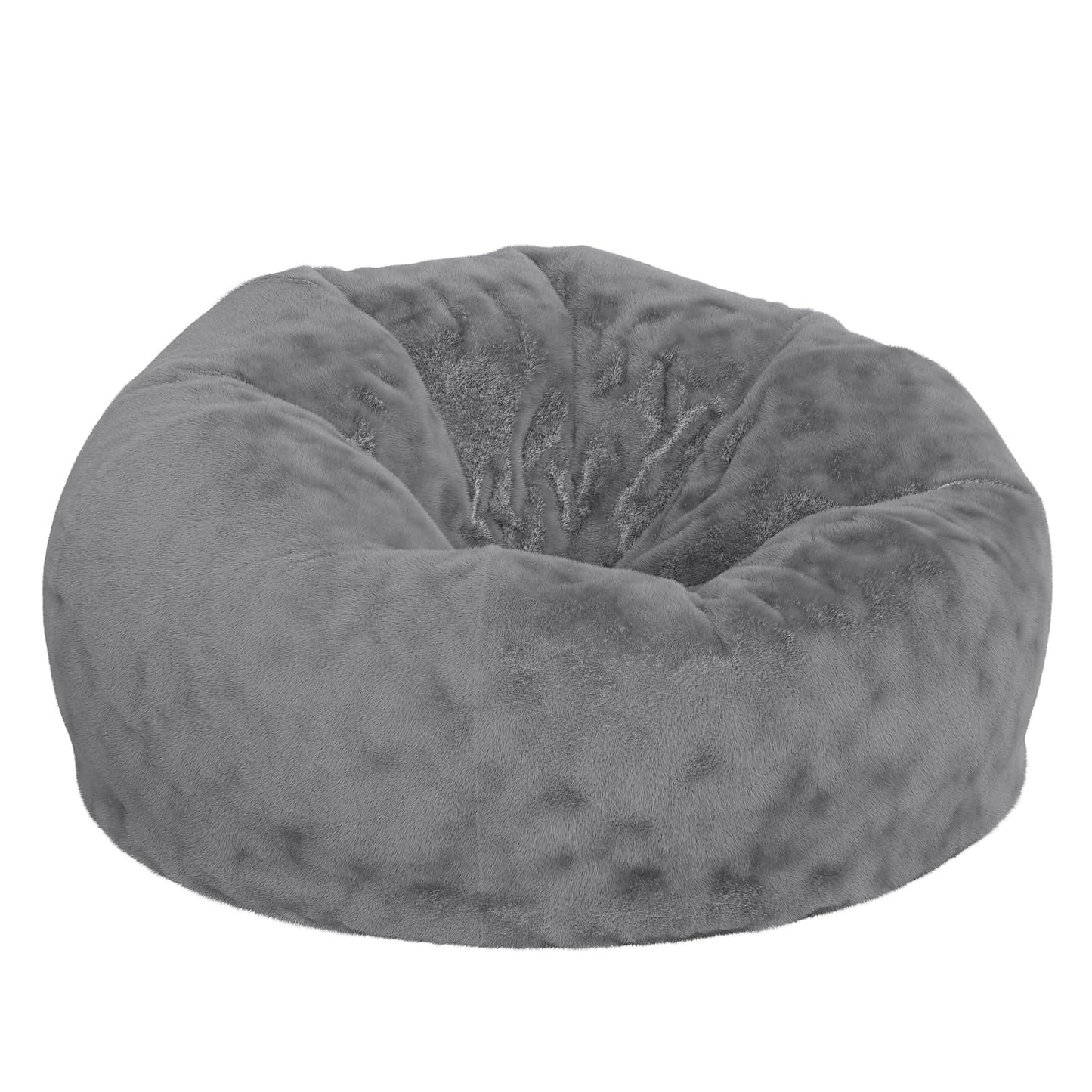 Flash Furniture Duncan Oversized Gray Furry Bean Bag Chair for Kids and Adults