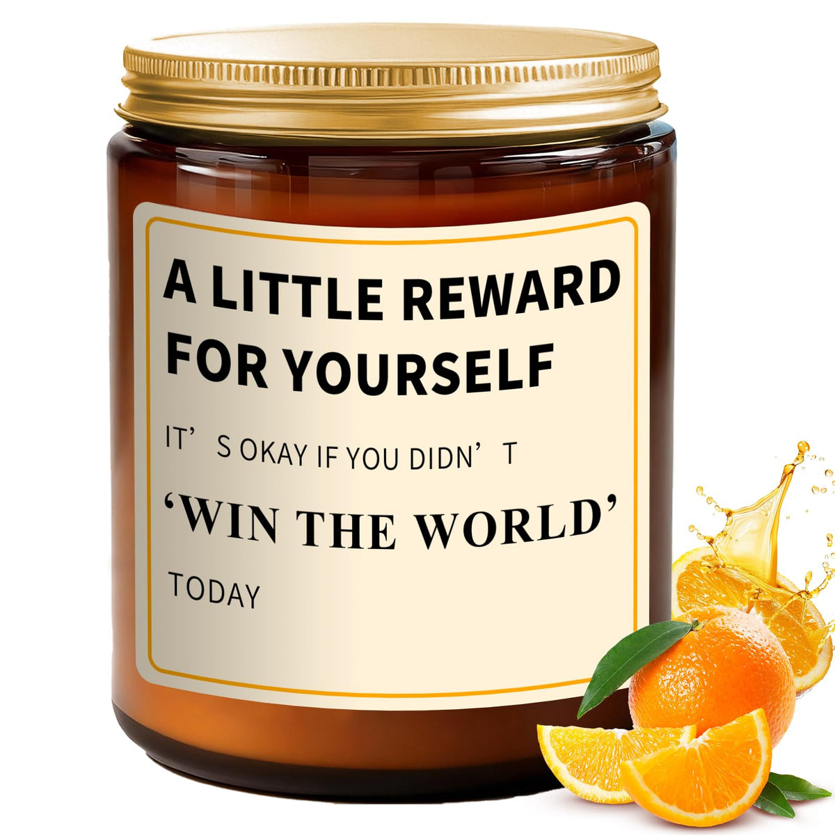 Reward Candle Gifts for Women Men - 7 oz Orange Scented Candle - Soy Candle Gift for Women, Birthday Mother Gifts for Mom, Encouragement/Cheer Up/Positive Gift for Friends, Coworker, Sister