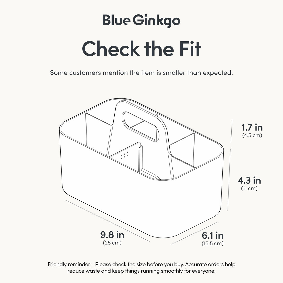BLUE GINKGO Stackable Organizer Caddy – Korean-Made Portable Tote for Bathroom, Office, Crafts, or School Supplies (Rectangle, White)