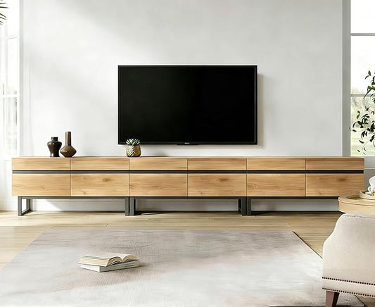 WAMPAT Modern TV Stand for 32-110 Inch TVs, Wood Entertainment Center