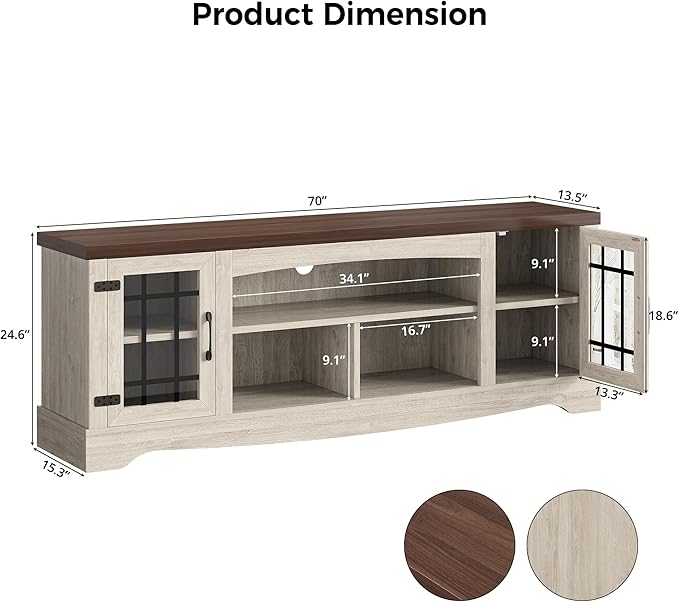 IRONCK Farmhouse TV Stand for 75 Inch TV, Rustic Entertainment Center