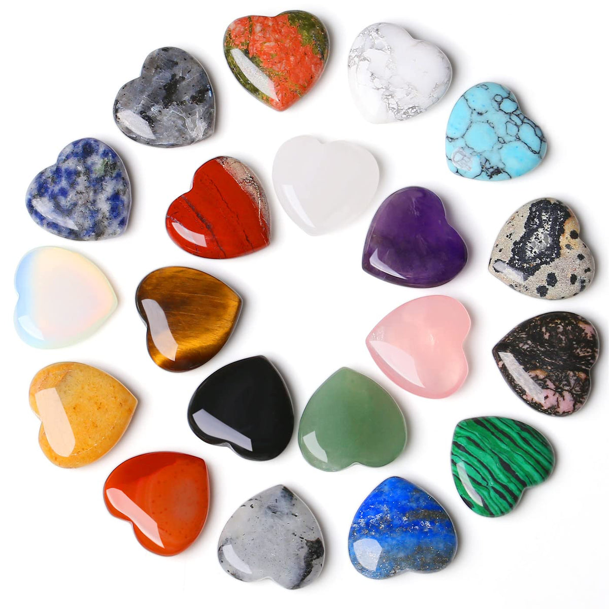 20PCS Natural Heart Healing Crystals and 2" Rose Quartz Elephant Decor Healing Crystal Cute Polished Natural Stone Pink Gemstones Energy Hippie Home Room Office Desk Decors Gifts for Women Men