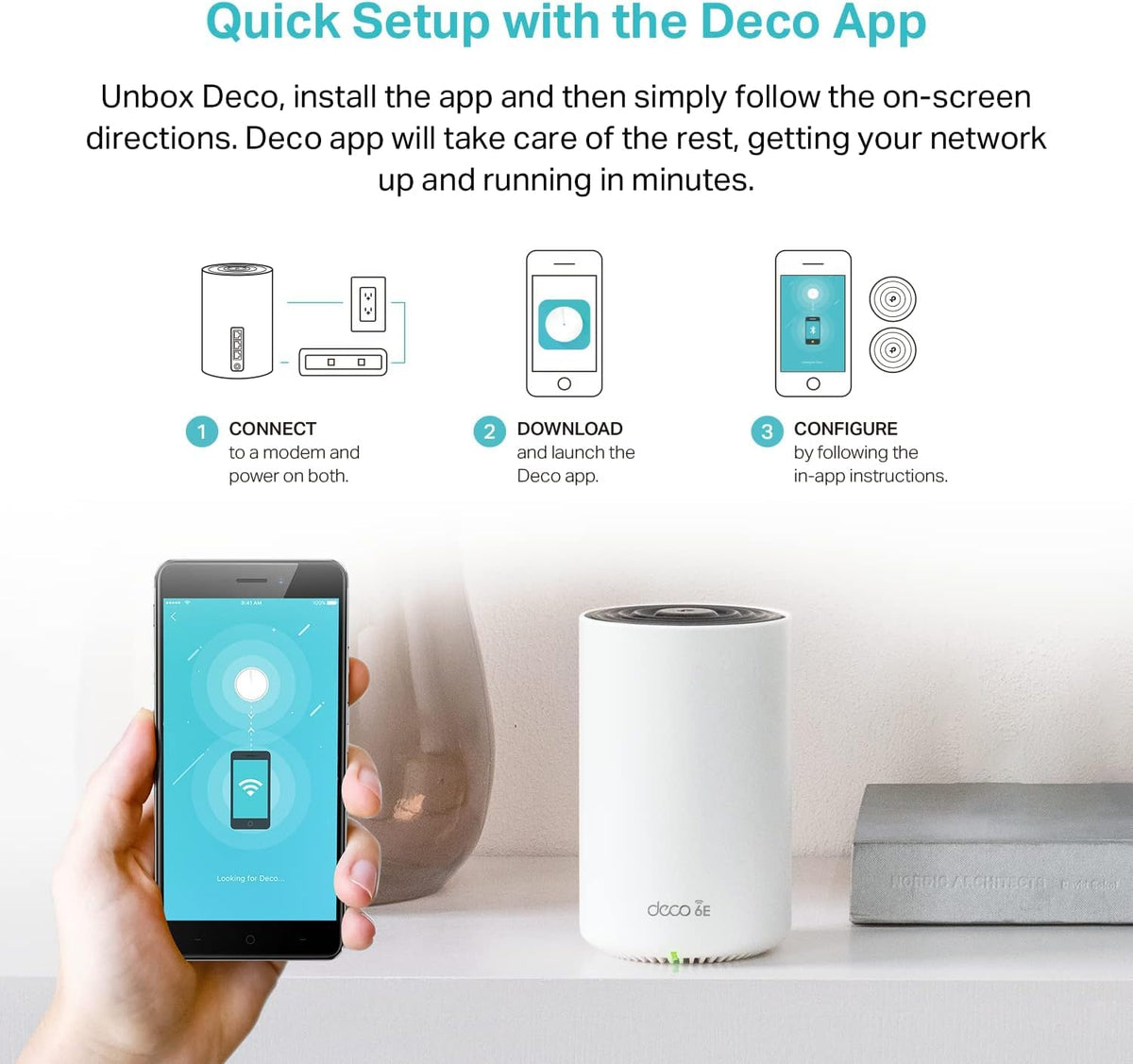 TP-Link Deco XE75 AXE5400 Tri-Band WiFi 6E Mesh System - Covers up to 2900 Sq.Ft, Replaces WiFi Router and Extender, AI-Driven Mesh, New 6GHz Band, 1-Pack