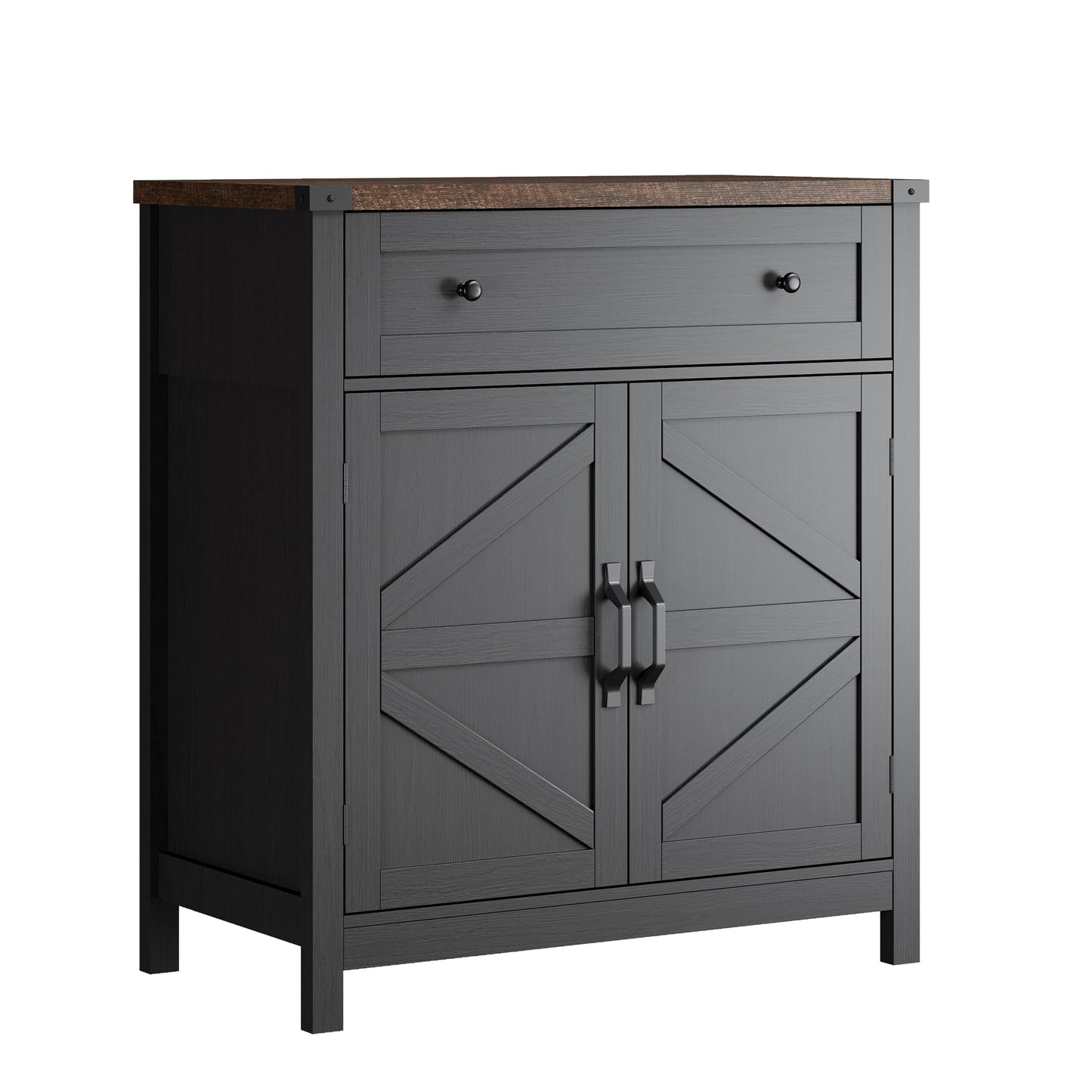 ChooChoo Kitchen Storage Cabinet, Coffee Bar Cabinet, Farmhouse Buffet Sideboard with Drawer for Kitchen, Living Room, Black