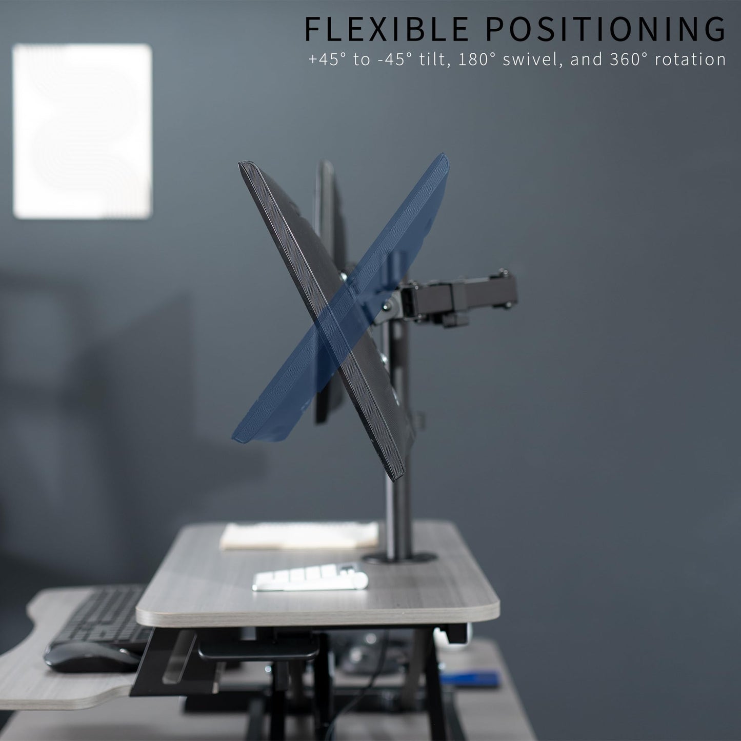 VIVO Height Adjustable 32 inch Standing Desk Converter with Dual 13 to 30 inch Monitor Stand, Sit Stand Monitor Mount and Desk Riser, Gray, DESK-V000K-M2G