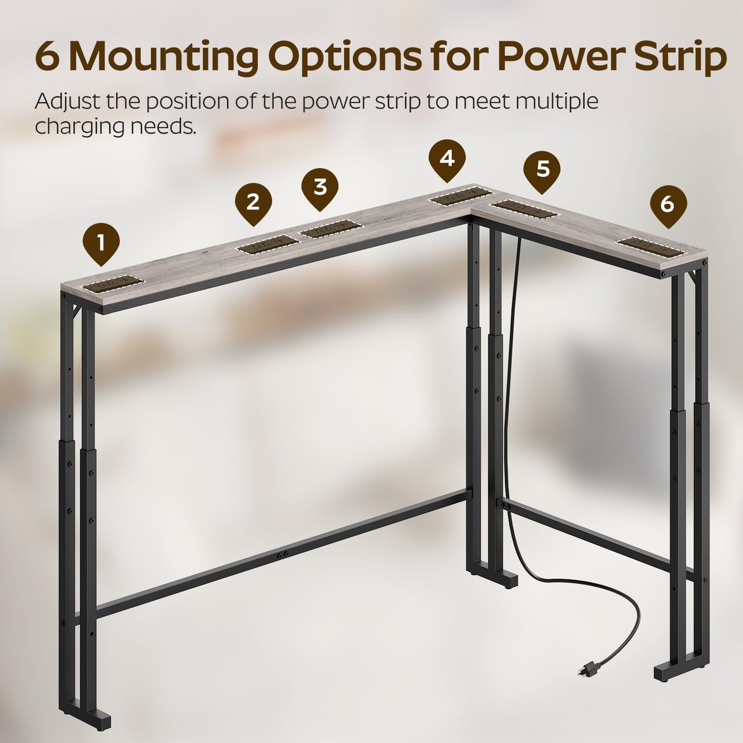 YATINEY 70.9" Narrow Console Table with Adjustable Height (27.6"-35.4"), L Shaped Sofa Table Narrow Long, Skinny Behind Couch Table with USB-C Ports, 5.9" Wide Sofa Side Table, Greige CT28UBG