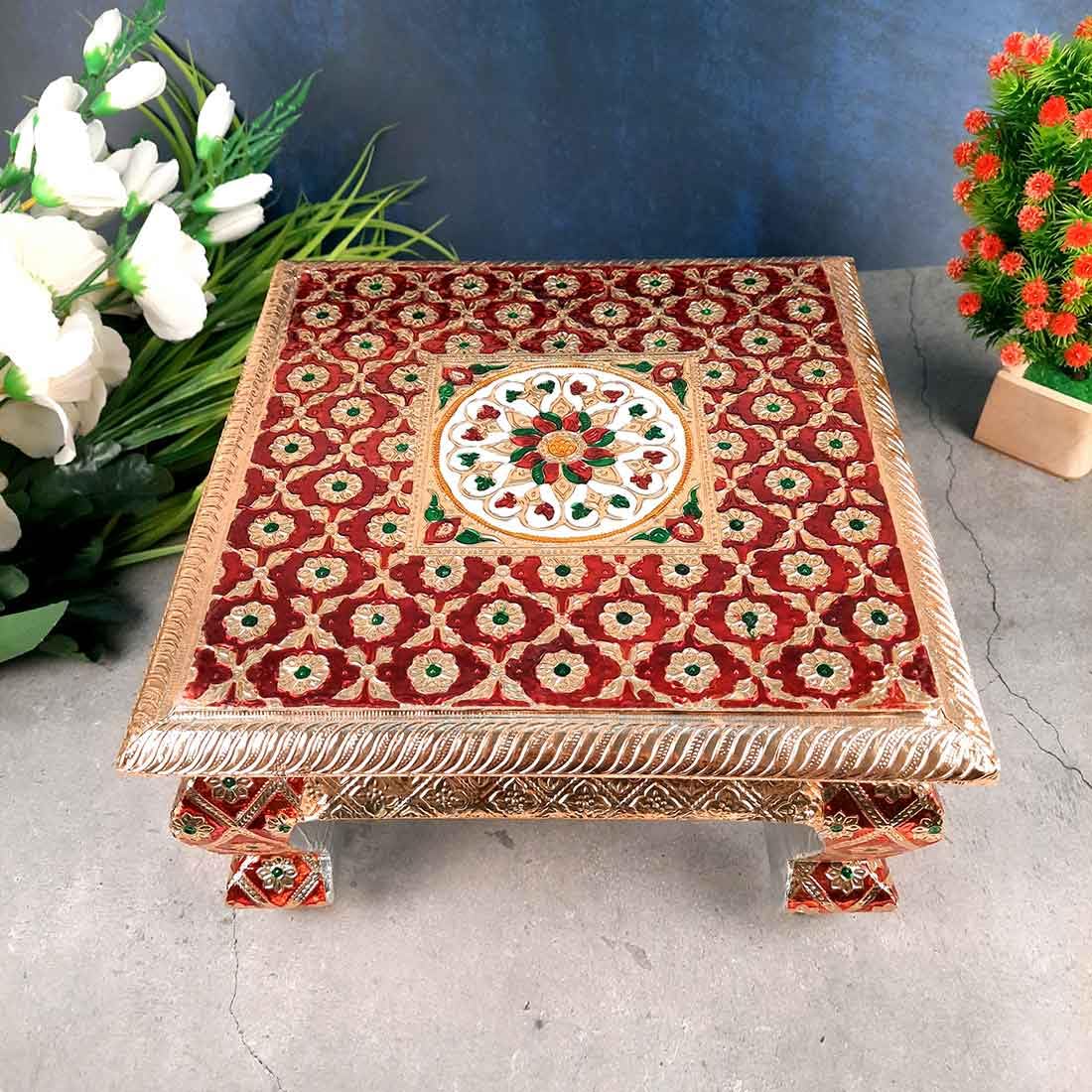 Pooja Chowki Bajot - for Diwali Pooja, Festivals, Ceremonies & Home Decoration -12 inch (Pack of 1)