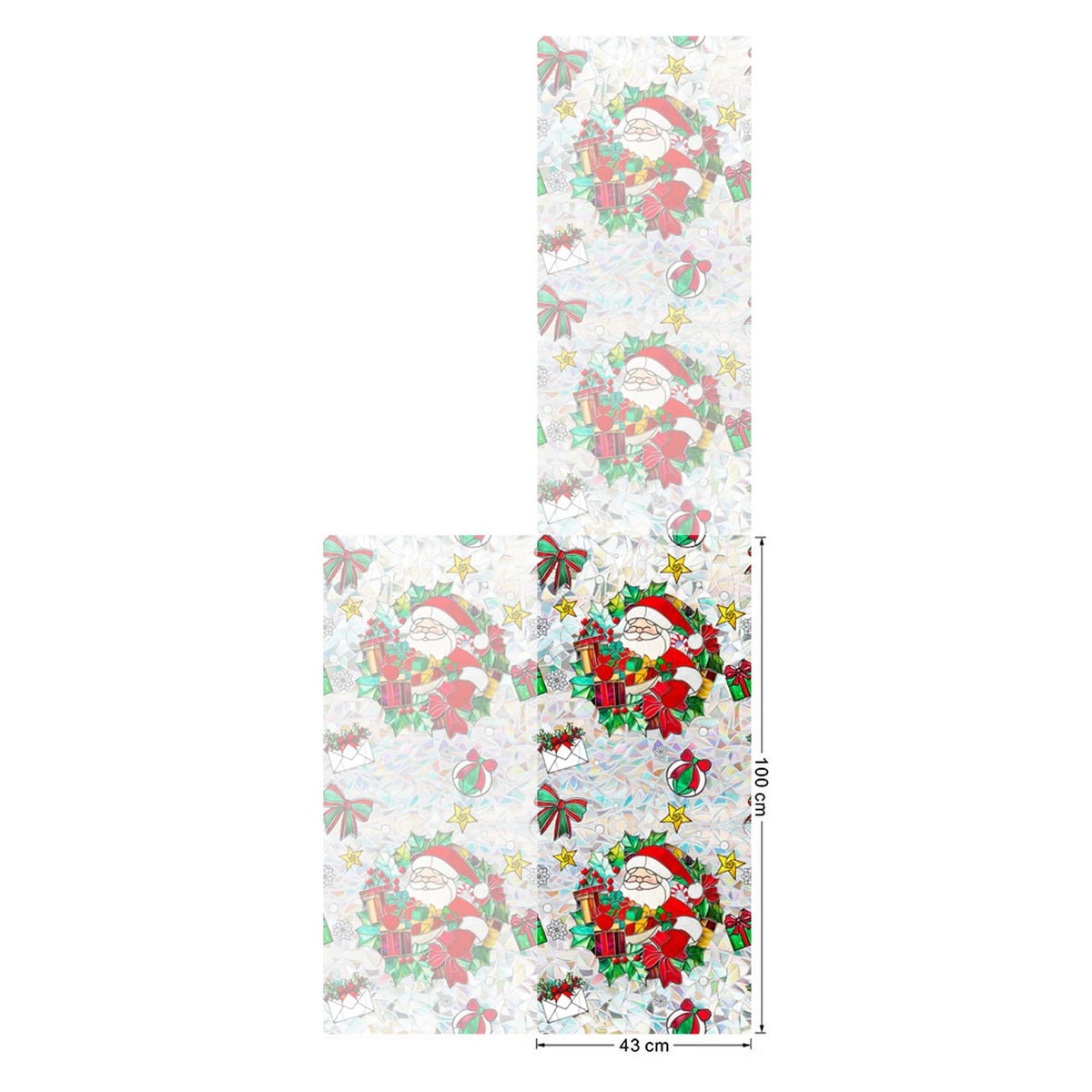 Christmas Window Stickers for Glass Rainbow Privacy Film Stained Stickers Santa Claus Window Film Christmas Balls Design Windows Decals for Home Party Supplies Glass Display Decor 17x 39.3 Inch
