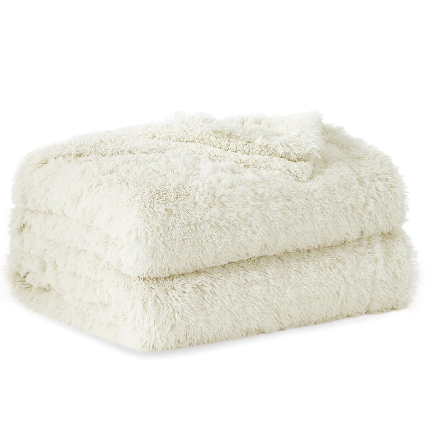 Bedsure GentleSoft Fluffy Cream Blankets Queen Size for Bed, Thick Sherpa Faux Fur Fleece Fuzzy Plush Winter Warm Heavy Soft Full Queen Blankets, Bedroom Decor Cream Gifts Cozy Gifts for Women, 90x90