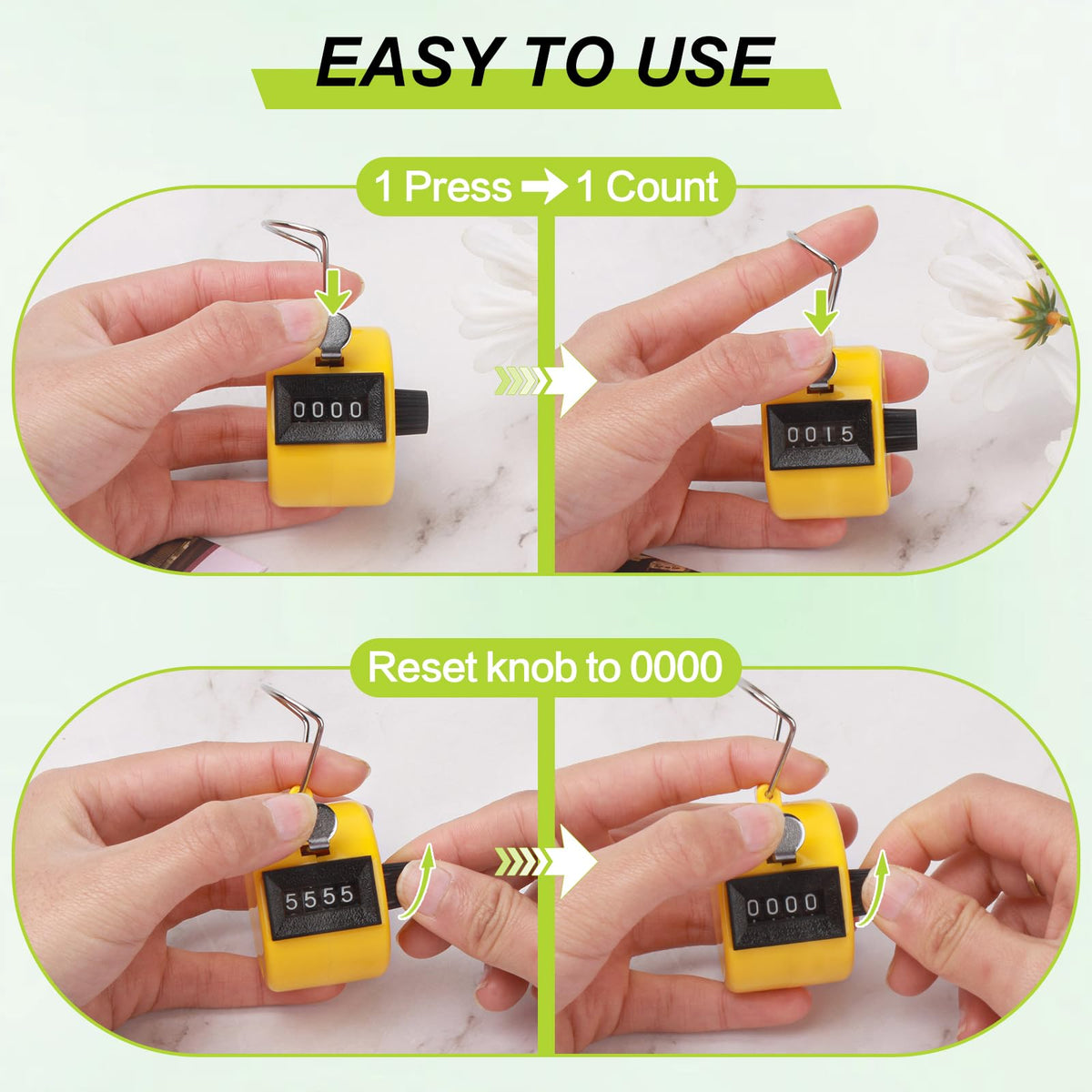 20 Pieces Handheld Tally Counter 4 Digit Mechanical Clicker Counter Multicolour Handheld Counter Clicker Plastic Pitch Counter for Counting School Golf Coaching Sports Knitting Events (20 PCS)